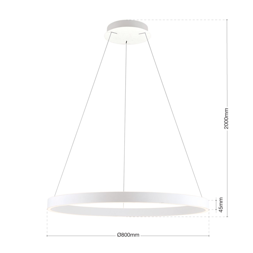 LED полилей на кабел с възможност за димиране KOLK LED/80W/230V 2700/3000/4000K Ø 80 см бял