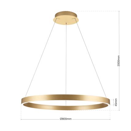 димируем LED полилей на кабел KOLK LED/80W/230V 2700/3000/4000K Ø 80 см, златист