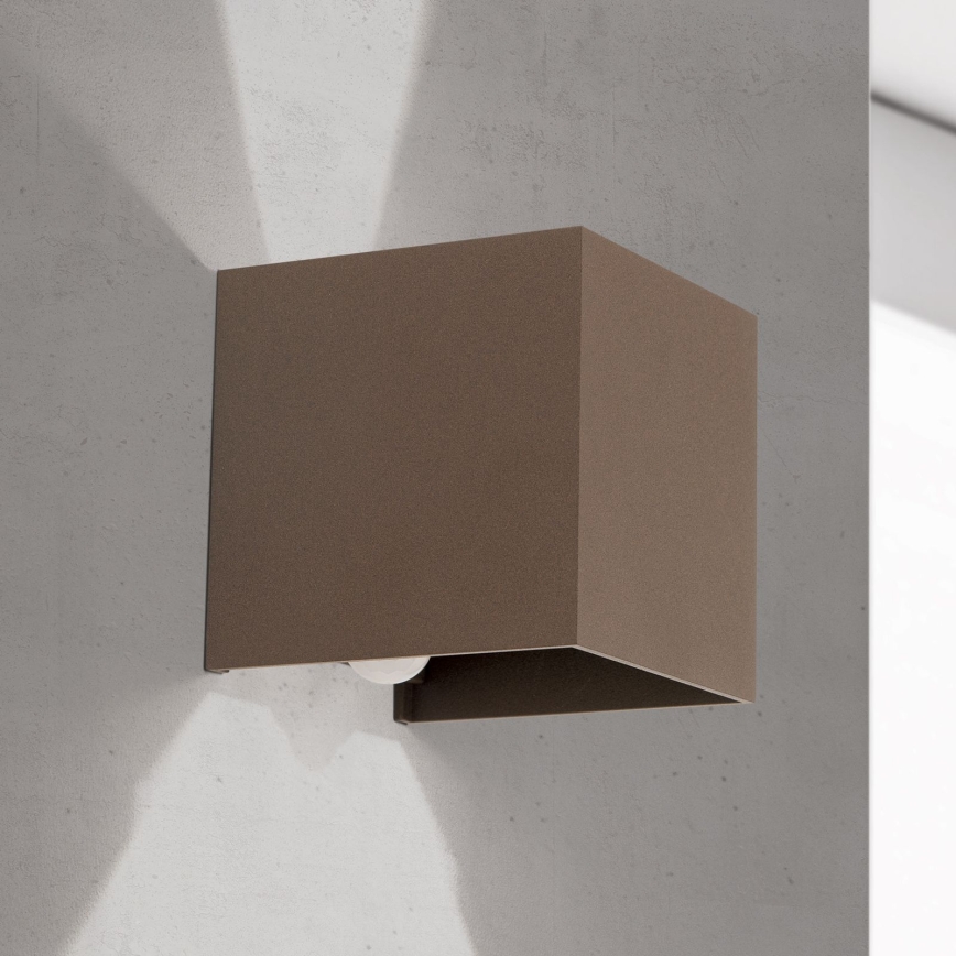 Външно стеново осветително тяло със сензор за движение и за здрач CUBE-S LED/13W/230V IP54 кафяво