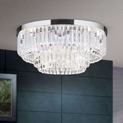 LED регулируемо кристално таванно осветително тяло PRISM LED/80W/230V диаметър 55 см, лъскав хром