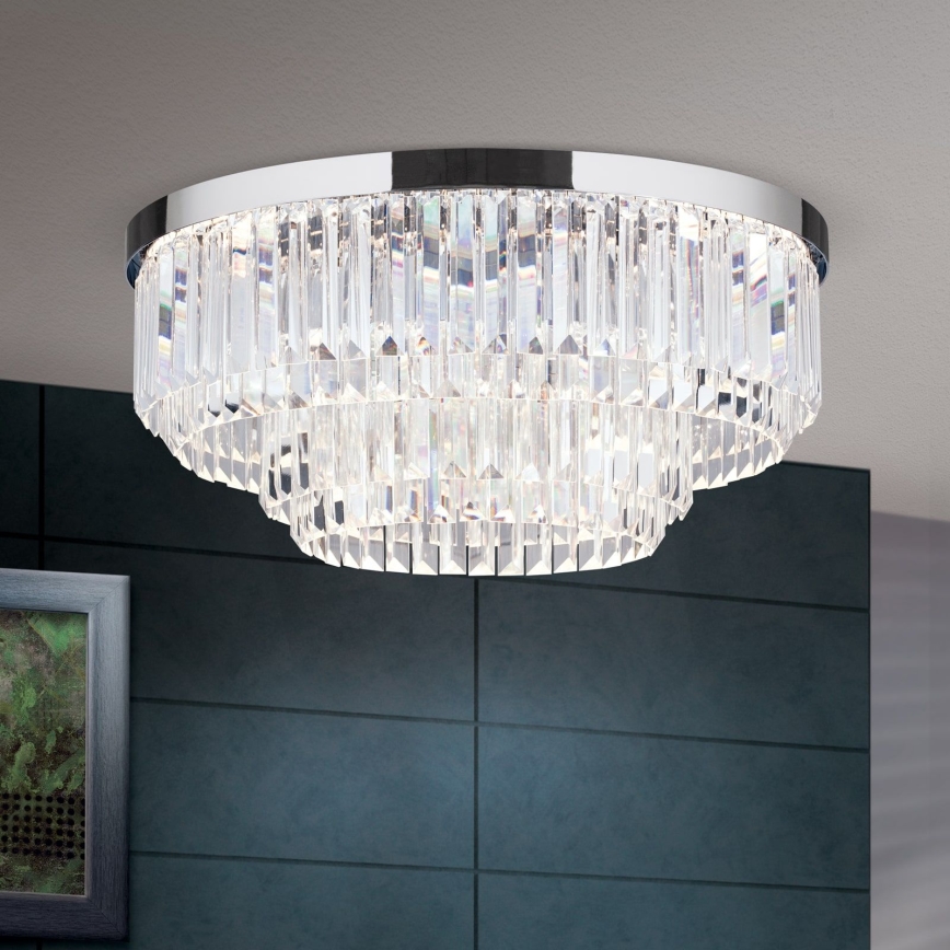 LED регулируемо кристално таванно осветително тяло PRISM LED/80W/230V диаметър 55 см, лъскав хром