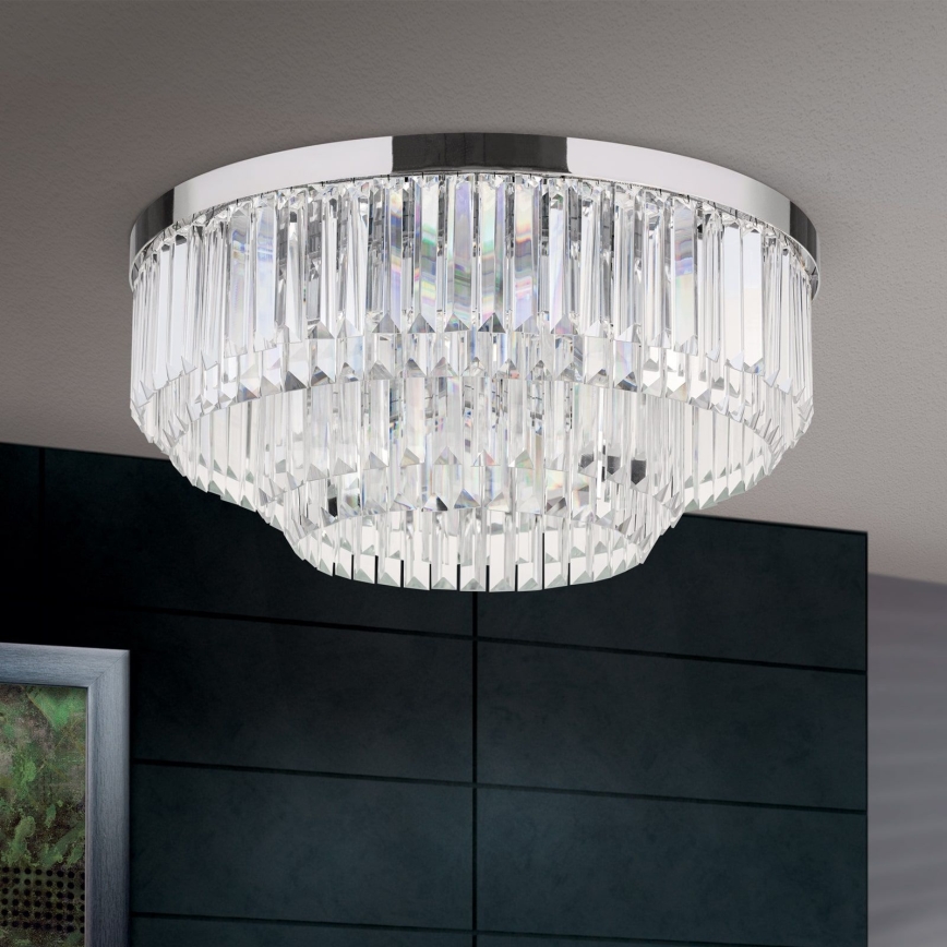 LED регулируемо кристално таванно осветително тяло PRISM LED/80W/230V диаметър 55 см, лъскав хром