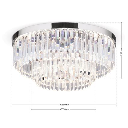 LED регулируемо кристално таванно осветително тяло PRISM LED/80W/230V диаметър 55 см, лъскав хром