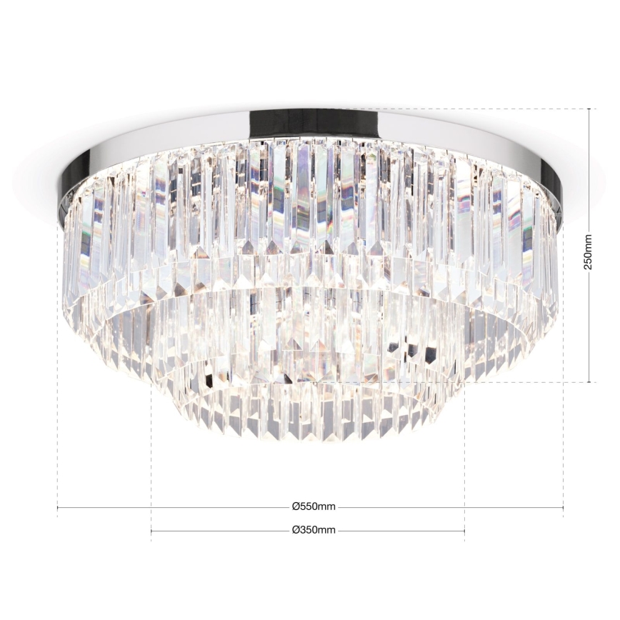 LED регулируемо кристално таванно осветително тяло PRISM LED/80W/230V диаметър 55 см, лъскав хром