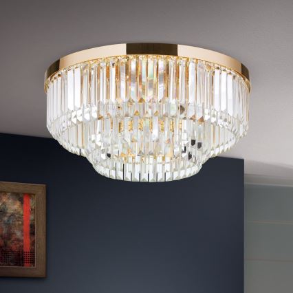 LED регулируемо кристално таванно осветително тяло PRISM LED/80W/230V диаметър 55 см 24K злато