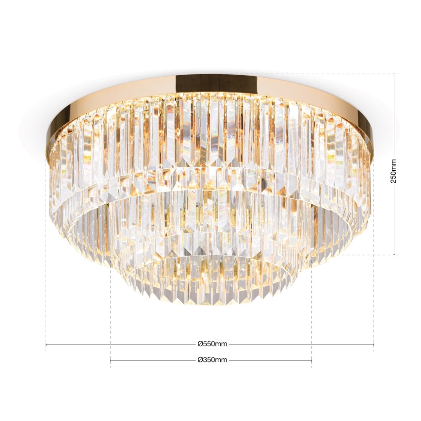 LED регулируемо кристално таванно осветително тяло PRISM LED/80W/230V диаметър 55 см 24K злато