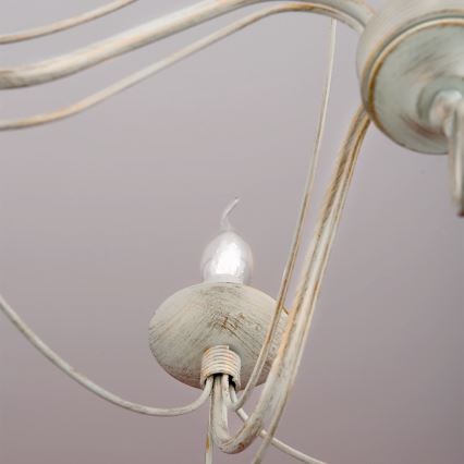 Пендел VELA 5xE14/40W/230V Ø 60 см бял/златист/патина