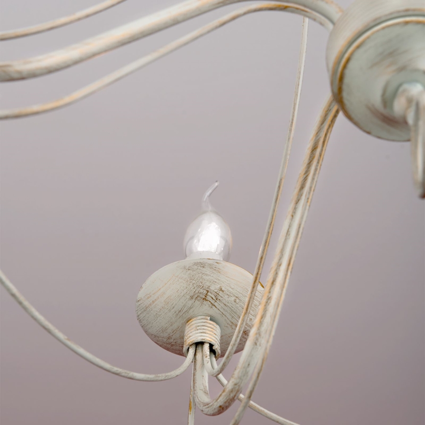 Пендел VELA 5xE14/40W/230V Ø 60 см бял/златист/патина