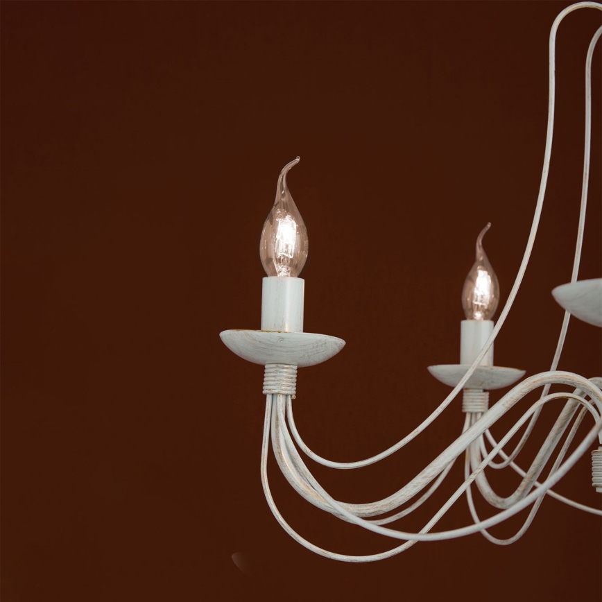 Пендел VELA 5xE14/40W/230V Ø 60 см бял/златист/патина
