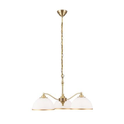 Пендел OLD LAMP 3xE27/40W/230V Ø 65 cm бял/месинг
