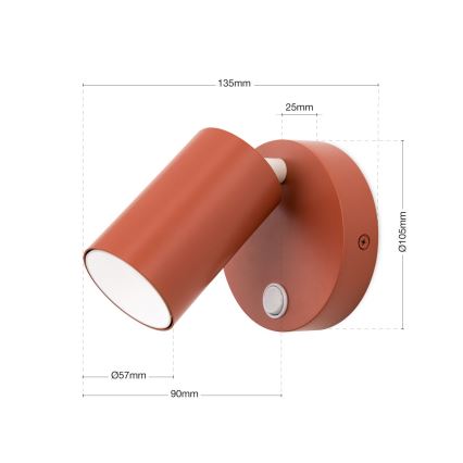 Настенно насочваемо осветително тяло PENN 1xGU10/13W/230V в цвят тухла