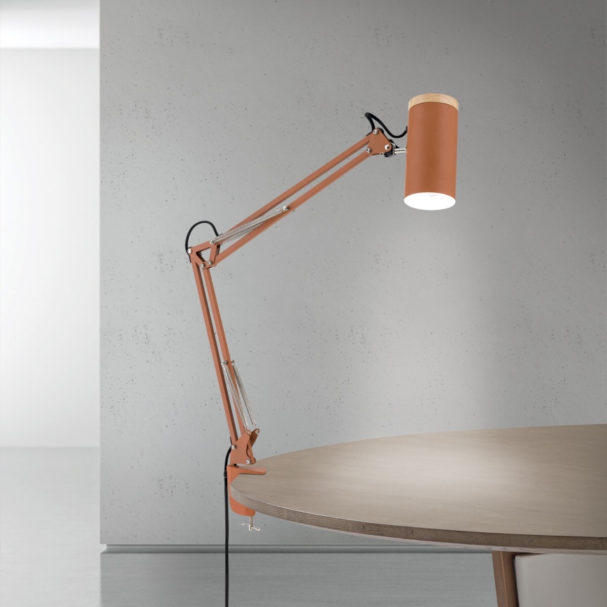 Настолна лампа с щипка GILI 1xE27/40W/230V в цвят тухла