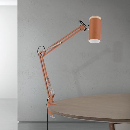 Настолна лампа с щипка GILI 1xE27/40W/230V в цвят тухла