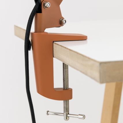 Настолна лампа с щипка GILI 1xE27/40W/230V в цвят тухла