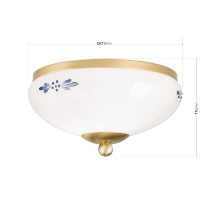 Плафон LANDHAUS 1xE27/60W/230V Ø 21 cm месинг/бяло/синьо