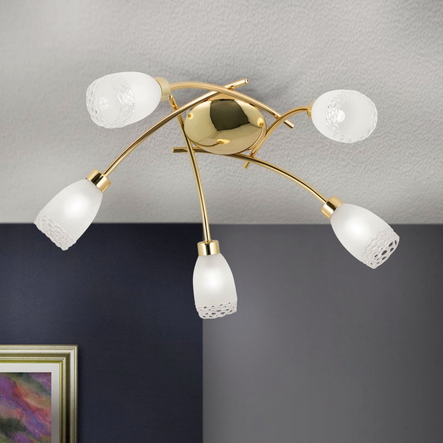 Полилей за директен монтаж CARLA 5xG9/28W/230V, златист