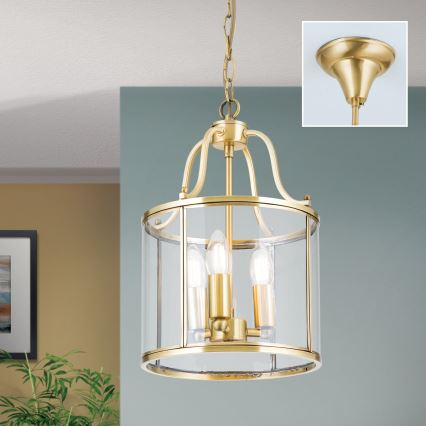 Полилей на верига BRUNO 3xE14/40W/230V, диаметър 25 см, златист