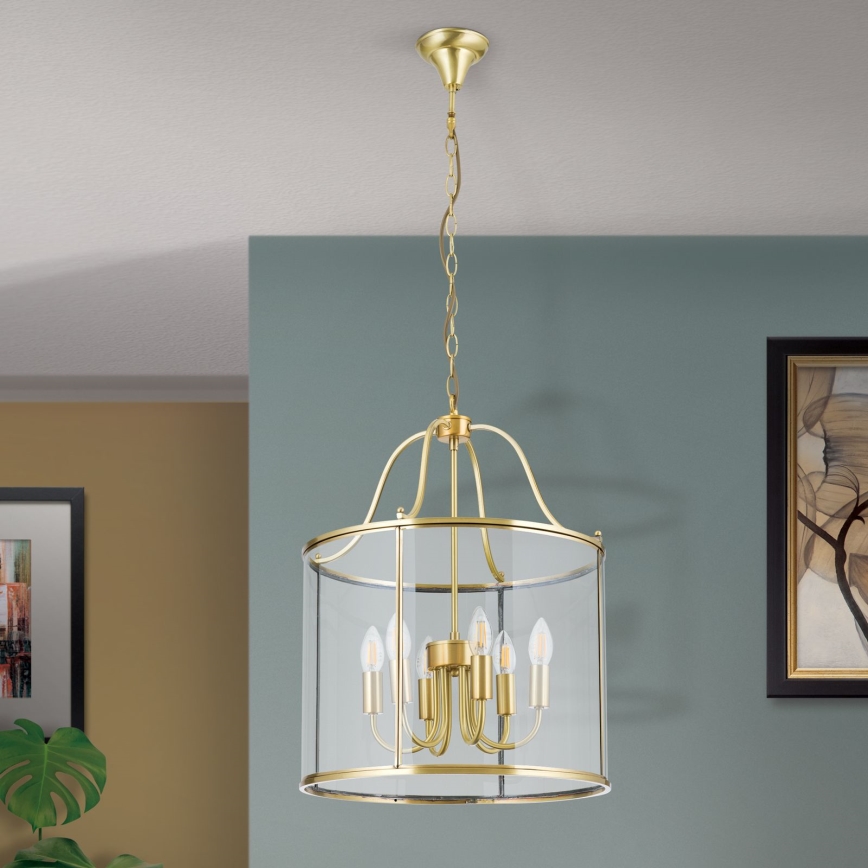 Полилей на верига BRUNO 6xE14/40W/230V Ø 43 см златист