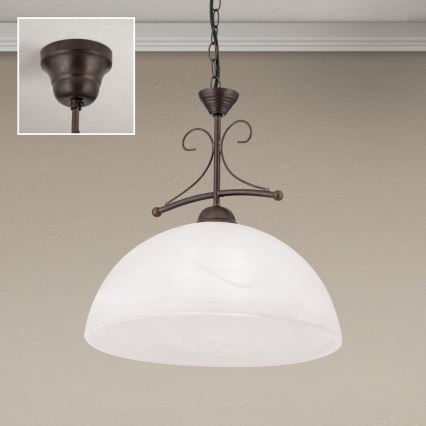 Полилей RULA на верига, 1xE27/40W/230V, диаметър 35 см, бял/бронзов