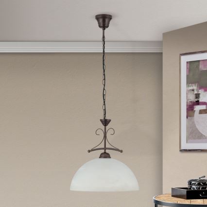 Полилей RULA на верига, 1xE27/40W/230V, диаметър 35 см, бял/бронзов