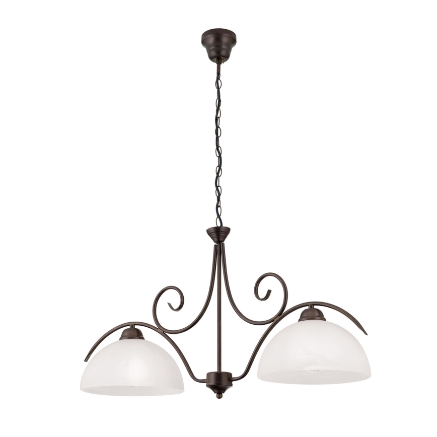 Полилей с верига RULA 2xE27/40W/230V бял/бронзов