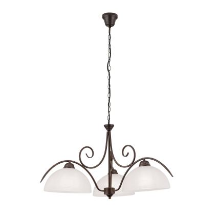 Полилей с верига RULA 3xE27/40W/230V Ø 70 см бял/бронзов