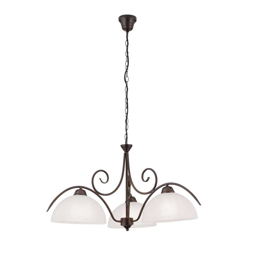 Полилей с верига RULA 3xE27/40W/230V Ø 70 см бял/бронзов