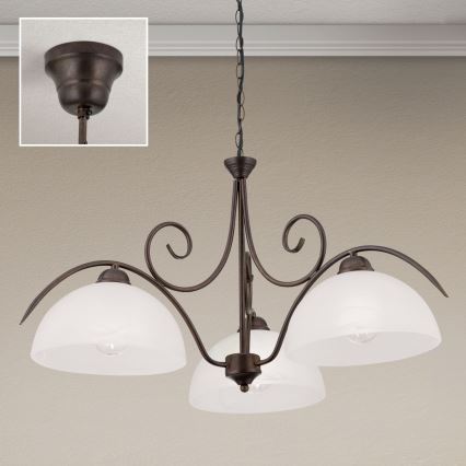 Полилей с верига RULA 3xE27/40W/230V Ø 70 см бял/бронзов