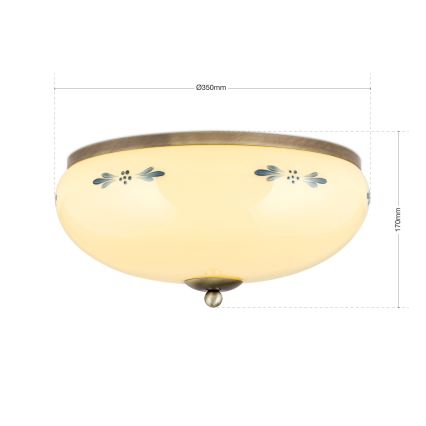 Потолочно осветително тяло LANDHAUS 3xE27/60W/230V Ø 35 см бронзово/бежово/синьо