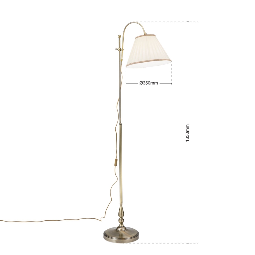 Лампион TONIA 1xE27/60W/230V 183 cm бял/бронзов