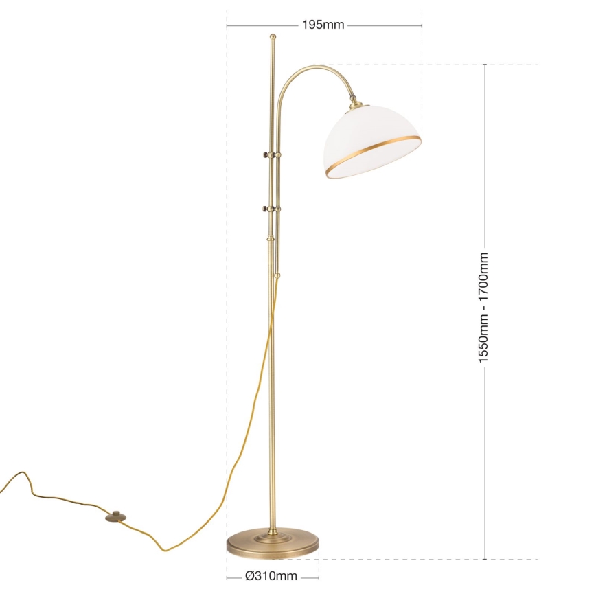 Лампион OLD LAMP 1xE27/40W/230V бял/месинг