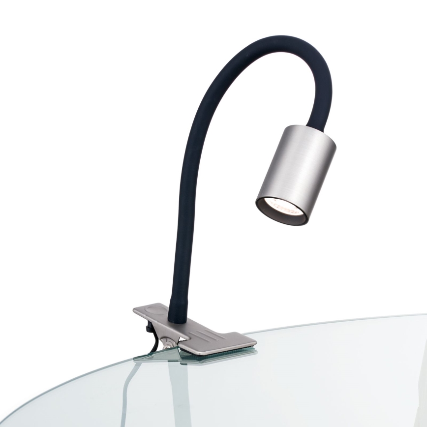 LED Гъвкав настолна лампа с щипка KURT LED/5W/230V сребрист