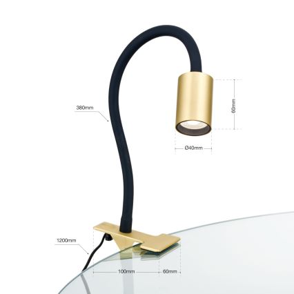 LED Гъвкав настолна лампа с щипка KURT LED/5W/230V златист