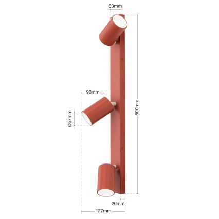 Точково осветително тяло PENN 3xGU10/13W/230V в цвят тухла