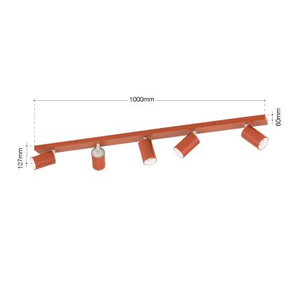 Точково осветително тяло PENN 5xGU10/13W/230V в цвят тухла