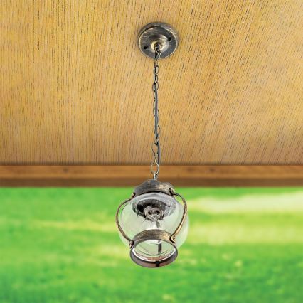 Външно висящо осветително тяло TAVERNA 1xE27/60W/230V IP23 бронз/патина