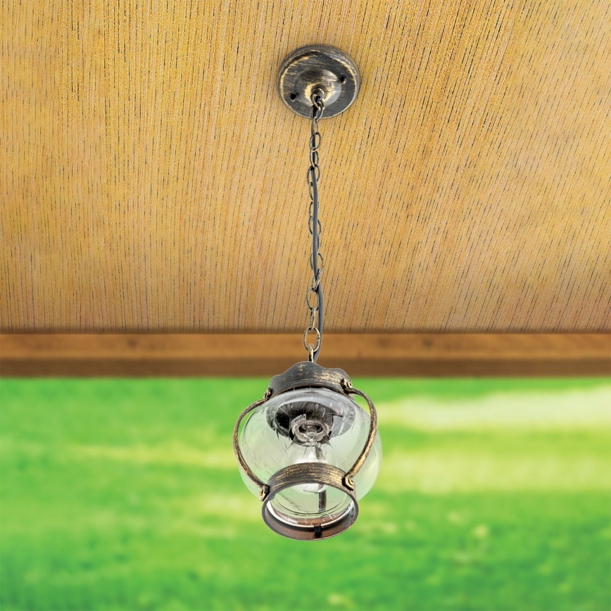 Външно висящо осветително тяло TAVERNA 1xE27/60W/230V IP23 бронз/патина