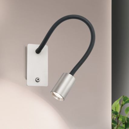 LED Гъвкав малко стена лампа KURT LED/5W/230V сребрист