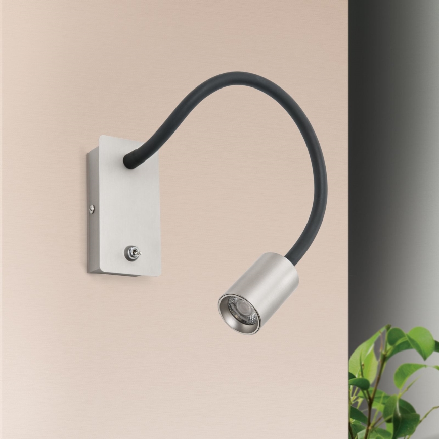 LED Гъвкав малко стена лампа KURT LED/5W/230V сребрист