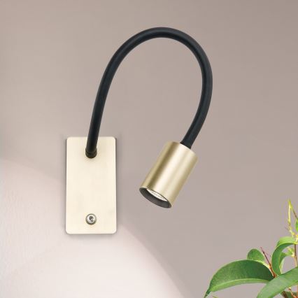 LED Гъвкава малка стенна лампа KURT LED/5W/230V златист