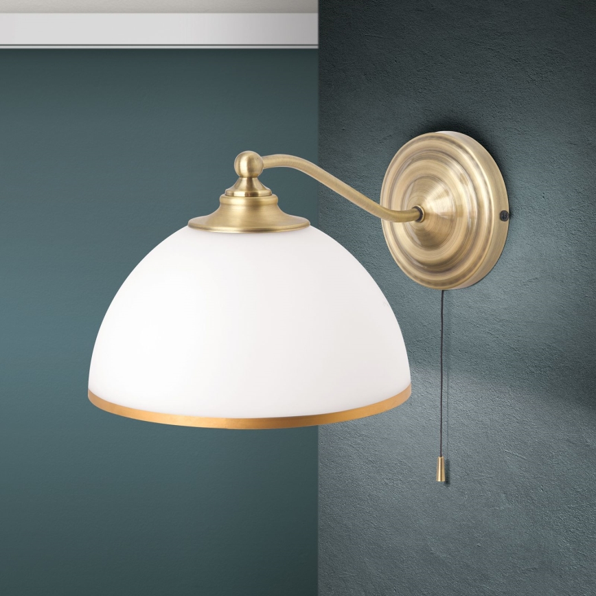 Аплик OLD LAMP 1xE27/40W/230V бял/месинг