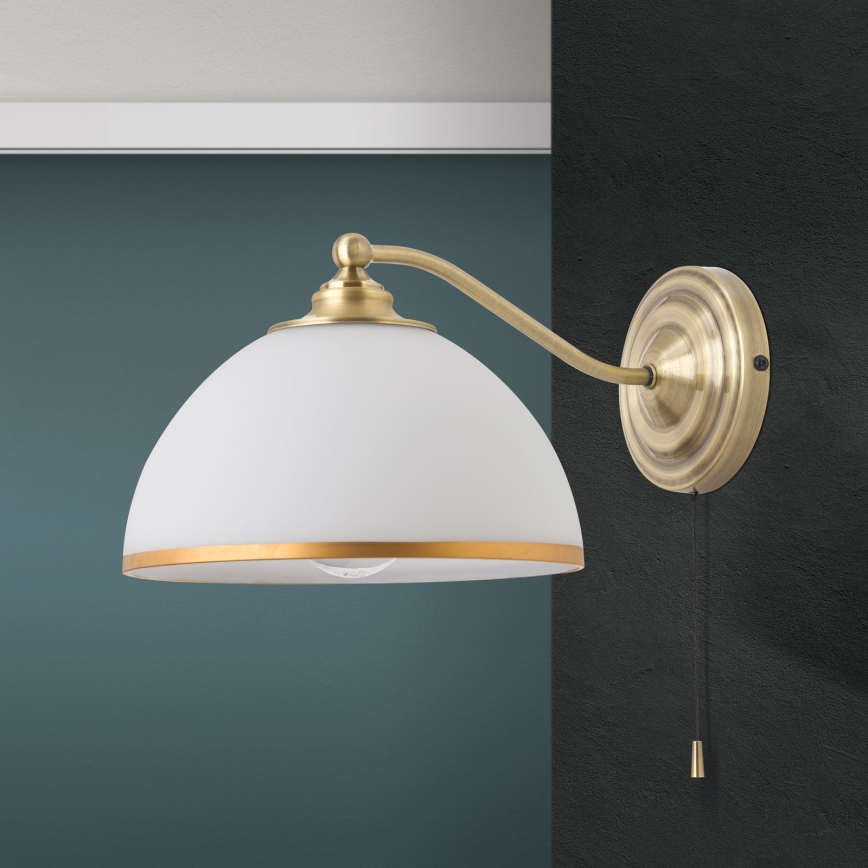 Аплик OLD LAMP 1xE27/40W/230V бял/месинг