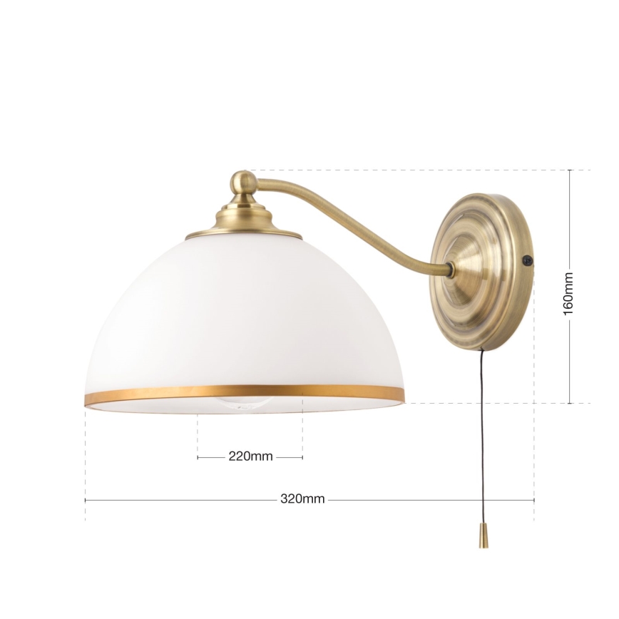 Аплик OLD LAMP 1xE27/40W/230V бял/месинг