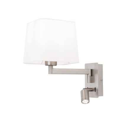 LED Аплик CARLTON 1xE27/40W/230V + LED/3W бял/матов хром