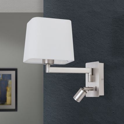 LED Аплик CARLTON 1xE27/40W/230V + LED/3W бял/матов хром