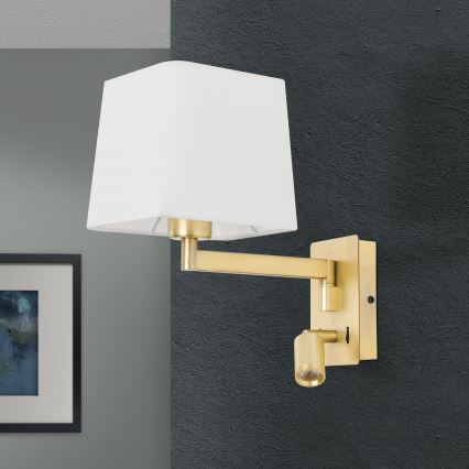 LED Аплик CARLTON 1xE27/40W/230V + LED/3W бял/златист