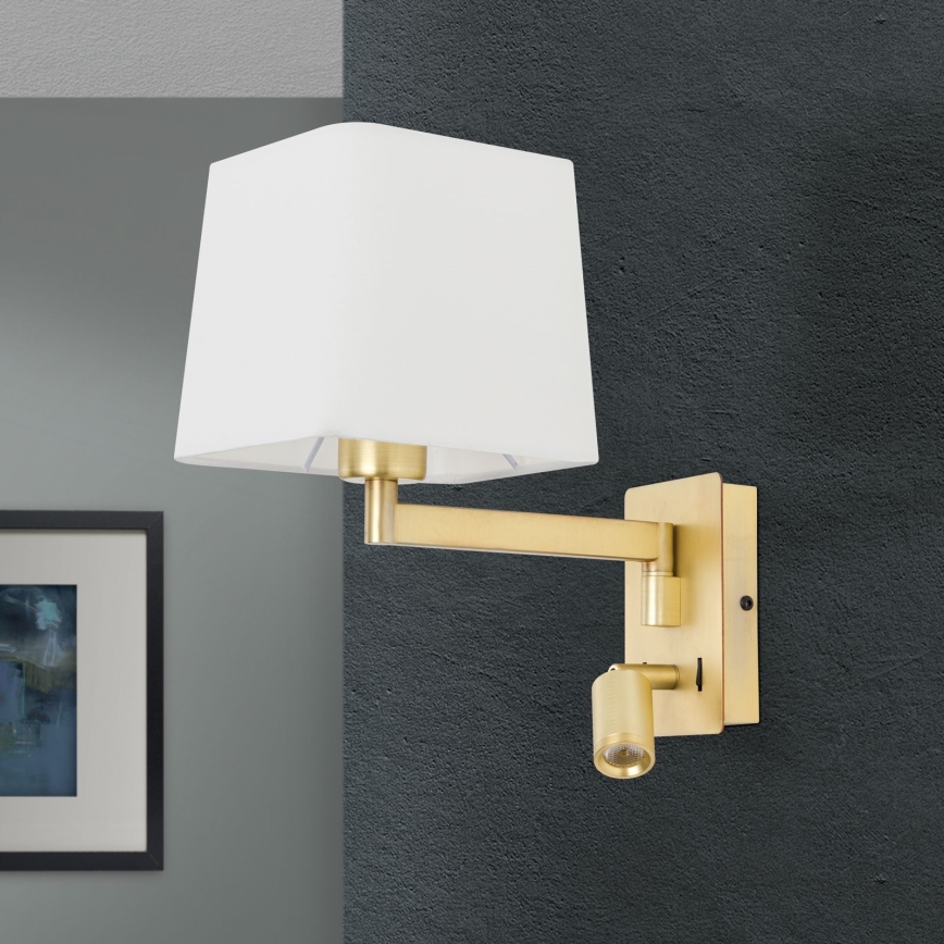 LED Аплик CARLTON 1xE27/40W/230V + LED/3W бял/златист