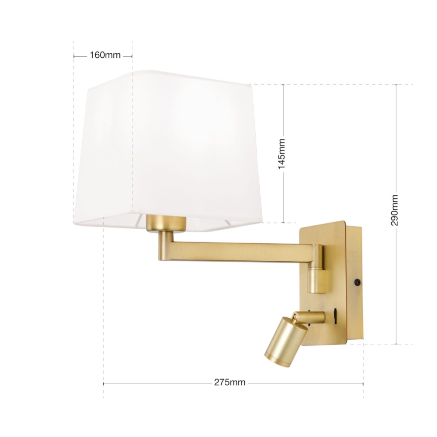 LED Аплик CARLTON 1xE27/40W/230V + LED/3W бял/златист