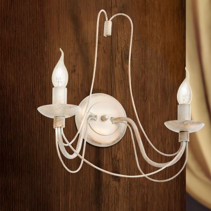 Аплик VELA 2xE14/40W/230V бял/златист/патина
