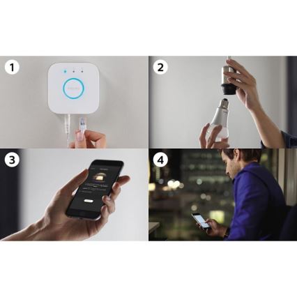 Основен Комплект Philips Hue STARTER KIT 2xE27/9W + устройства за взаимно свързване 2700K